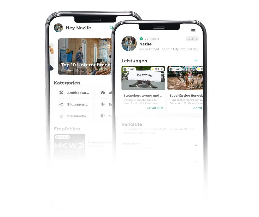 Die Obhut App auf zwei Smartphones